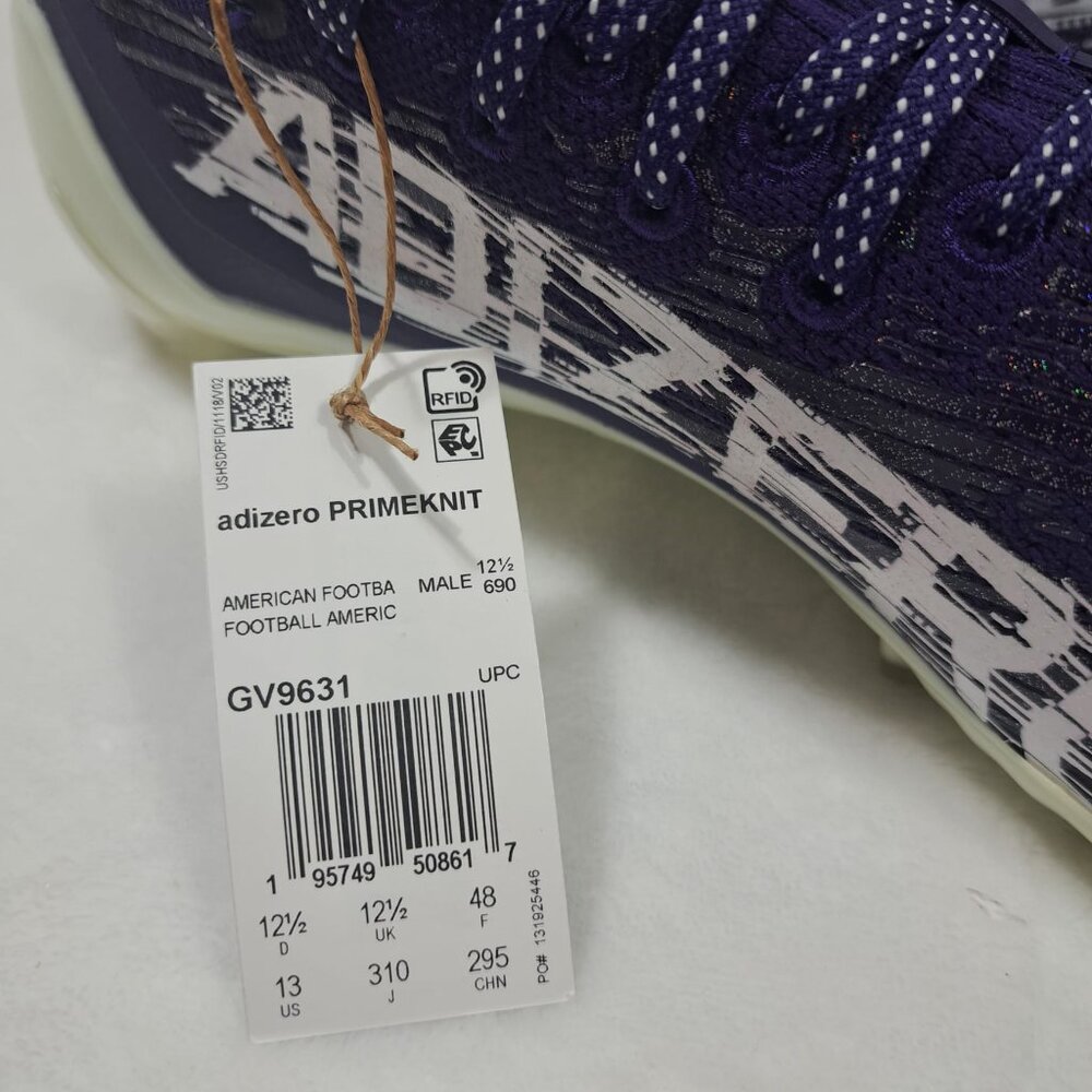 Adidas Adizero Primeknit Football Cleats Mens 13 Shoes Purple White Mid Sneakers - Picture 12 of 12